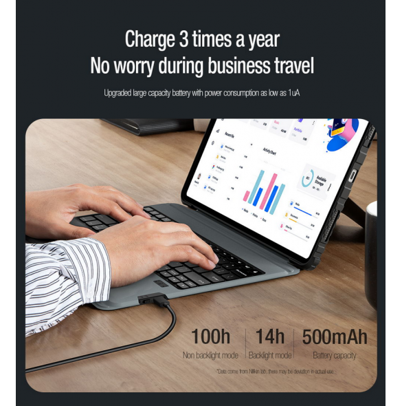 Nillkin Bumper Combo tangentbordsfodral (bakgrundsbelyst version) för iPad 12.9 Pro 2020/2021/2022 Svart