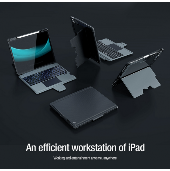 Nillkin Bumper Combo tangentbordsfodral (bakgrundsbelyst version) för iPad 12.9 Pro 2020/2021/2022 Svart
