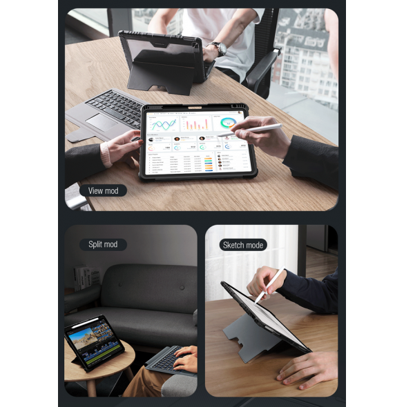 Nillkin Bumper Combo tangentbordsfodral (bakgrundsbelyst version) för iPad Air 10.9 2020/Air 4/Air 5/Pro 11 2020/2021/2022 Svart