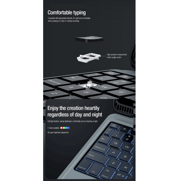 Nillkin Bumper Combo tangentbordsfodral (bakgrundsbelyst version) för iPad 10.2 2019/2020/2021 Svart