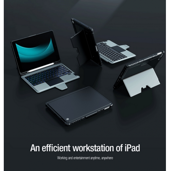 Nillkin Bumper Combo tangentbordsfodral (bakgrundsbelyst version) för iPad 10.2 2019/2020/2021 Svart