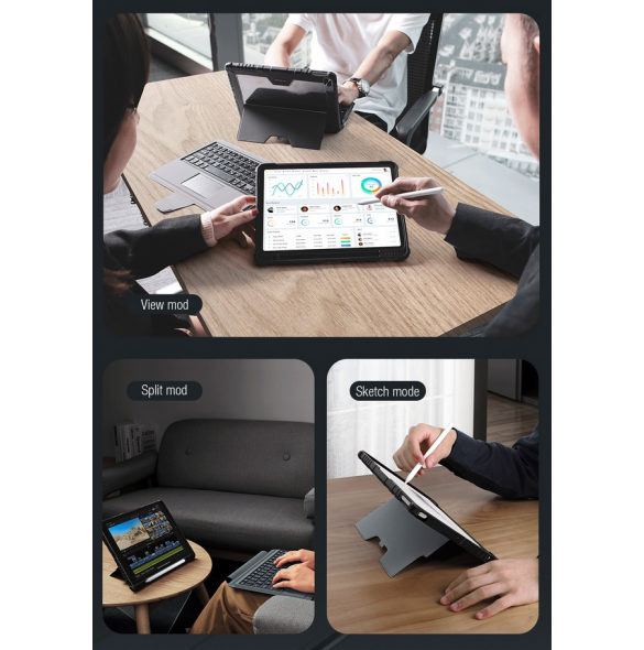 Nillkin Bumper Combo tangentbordsfodral (bakgrundsbelyst version) för iPad 10.2 2019/2020/2021 Svart