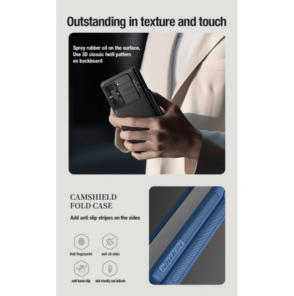 Nillkin CamShield FOLD Slot+Stand Hard Case för Samsung Galaxy Z Fold 5 Blue