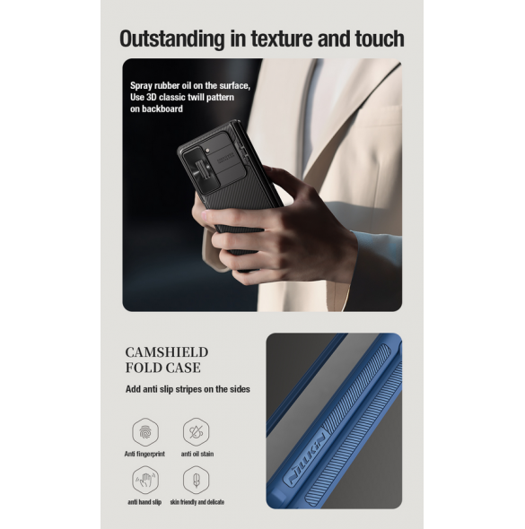 Nillkin CamShield FOLD Stand Hard Case för Samsung Galaxy Z Fold 5 Blue