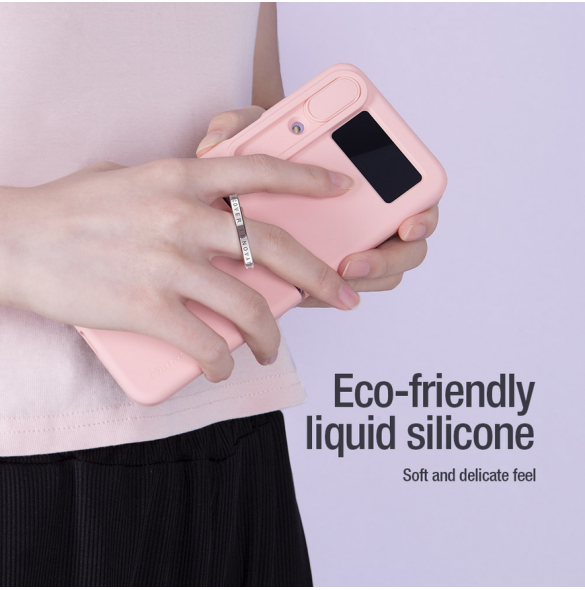 Nillkin CamShield Silky Silicone Case for Samsung Galaxy Z Flip 4 5G Light Peach