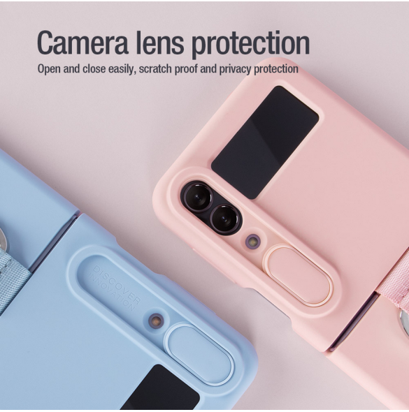 Nillkin CamShield Silky Silicone Case for Samsung Galaxy Z Flip 4 5G Light Peach