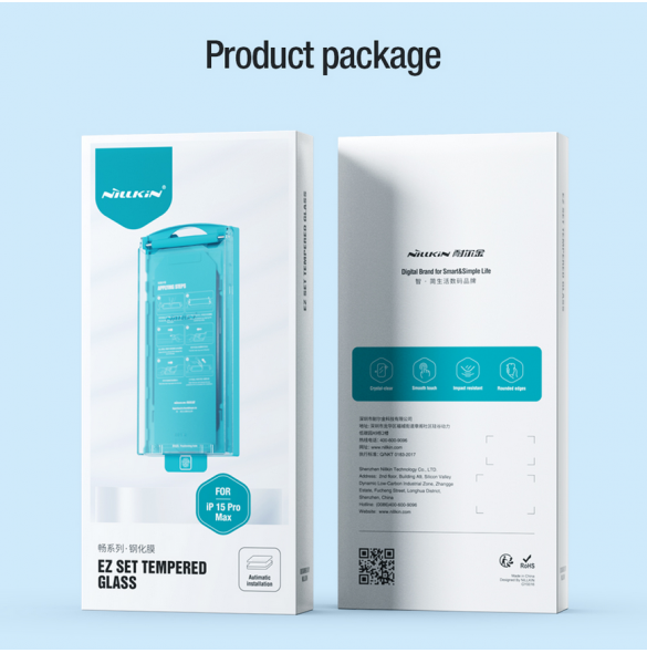 Nillkin EZ SET härdat glas (2st) för Apple iPhone 15 Pro Max Svart