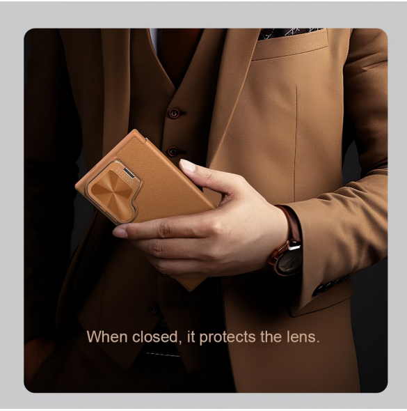 Nillkin Qin Book Prop-fodral till Samsung Galaxy S24 Ultra Brown