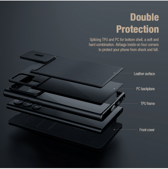 Nillkin Qin Book PRO Tygfodral till Samsung Galaxy S23 Ultra Blue