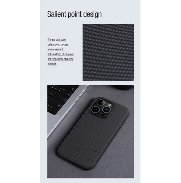 Nillkin Super Frosted PRO magnetiskt bakskal till Apple iPhone 15 Pro Max Svart