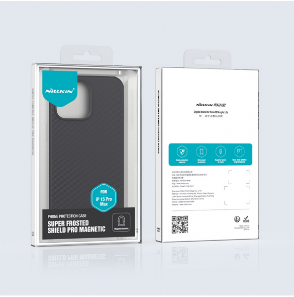 Nillkin Super Frosted PRO magnetiskt bakskal till Apple iPhone 15 Pro Max Svart