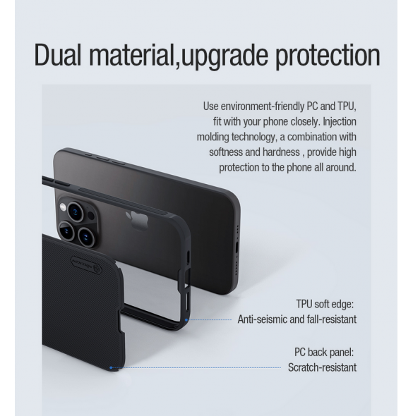 Nillkin Super Frosted PRO magnetiskt bakskal till Apple iPhone 15 Pro Svart