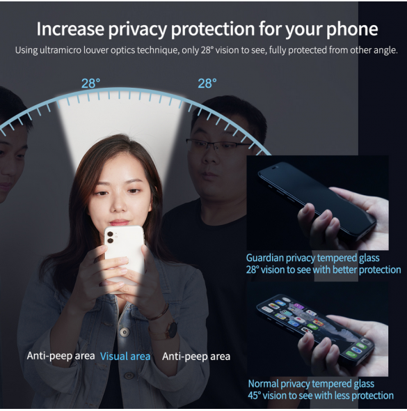 Nillkin härdat glas 0,33 mm Guardian 2,5D för Apple iPhone 15 Pro Max Svart