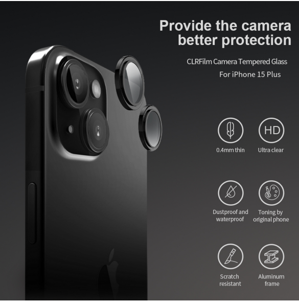 Nillkin CLRFilm kamera härdat glas för Apple iPhone 15/15 Plus Svart