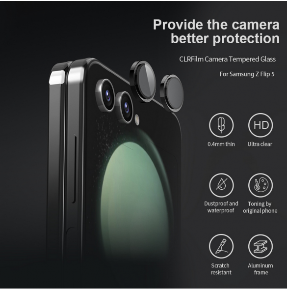 Nillkin CLRFilm Kamera härdat glas för Samsung Galaxy Z Flip 5 5G Svart