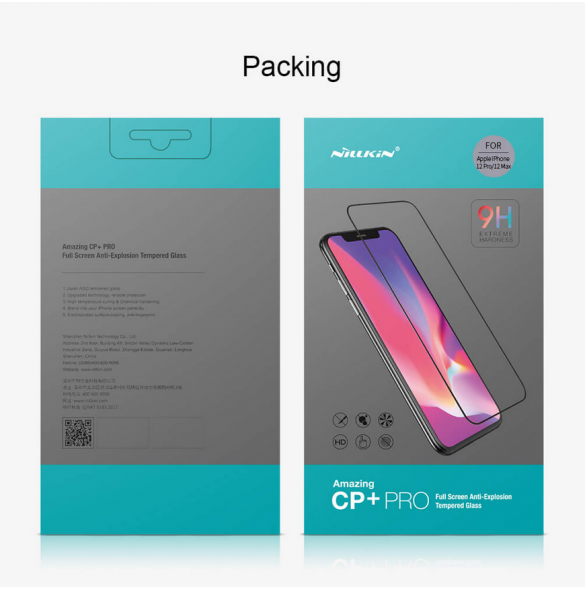 Nillkin Tempered Glass 2.5D CP+ PRO Svart för Apple iPhone 12/12 Pro 6.1