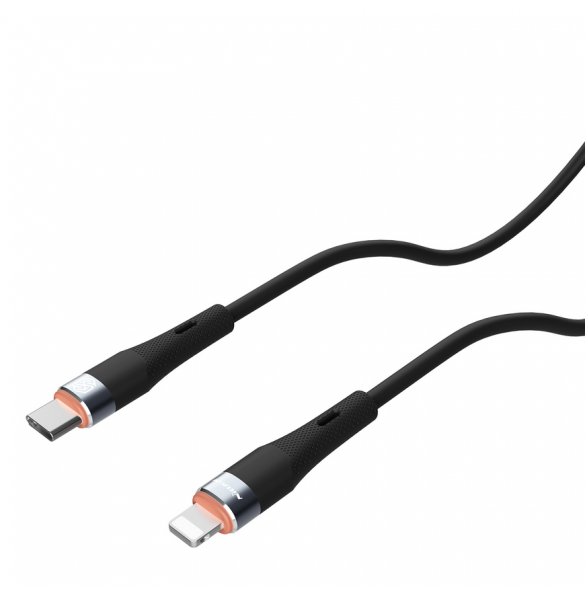 Nillkin Flowspeed flytande silikondatakabel USB-C/Lightning 1,2m 27W Svart