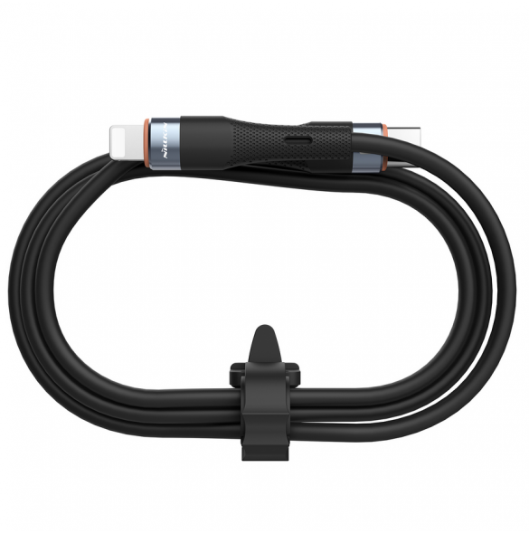 Nillkin Flowspeed flytande silikondatakabel USB-C/Lightning 1,2m 27W Svart