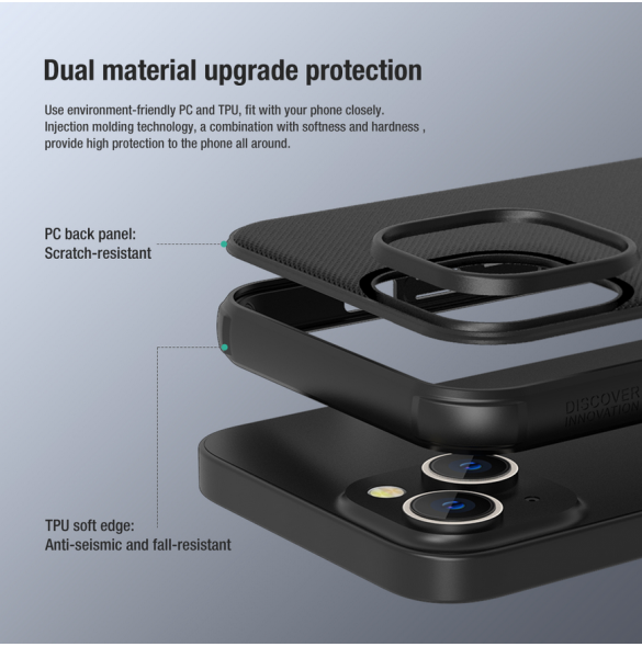 Nillkin Super Frosted PRO bakskal till Apple iPhone 13/14 svart (utan logotyp)