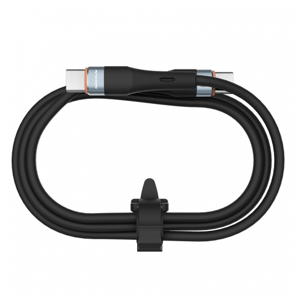Nillkin Flowspeed flytande silikondatakabel USB-C/USB-C 1,2m 60W Svart