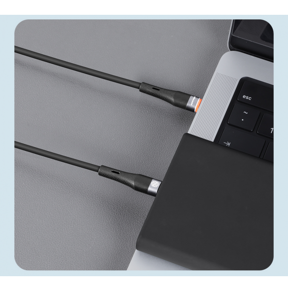 Nillkin Flowspeed flytande silikondatakabel USB-C/USB-C 1,2m 60W Svart