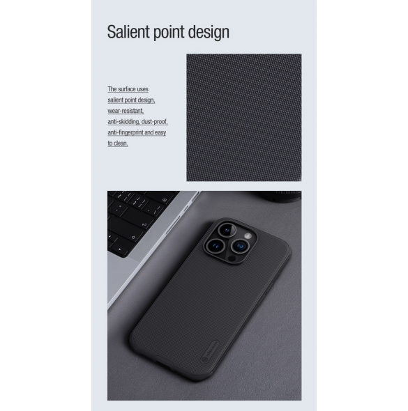 Nillkin Super Frosted PRO magnetiskt bakskal till Apple iPhone 15 Pro Max Blå