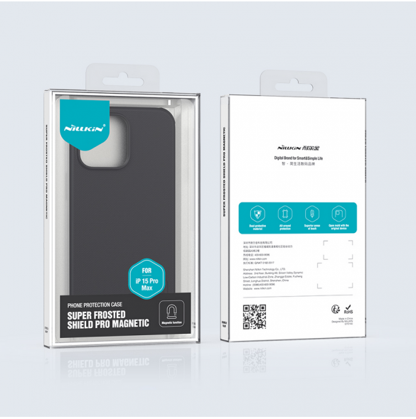 Nillkin Super Frosted PRO magnetiskt bakskal till Apple iPhone 15 Pro Max Blå