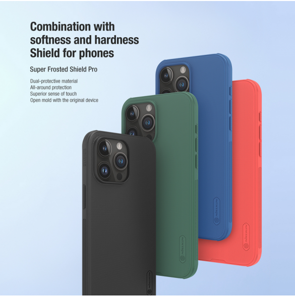 Nillkin Super Frosted PRO bakskal till Apple iPhone 15 Pro Max Deep Green (utan logotyp)