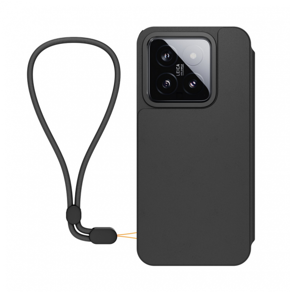 Gjord för Xiaomi bokfodral med halsband för Xiaomi 14 Black