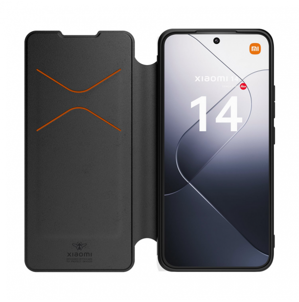 Gjord för Xiaomi bokfodral med halsband för Xiaomi 14 Black