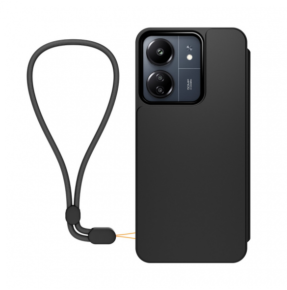 Gjord för Xiaomi bokfodral med halsband för Xiaomi Redmi 13C Black
