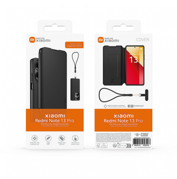 Gjord för Xiaomi bokfodral med halsband för Xiaomi Redmi Note 13 Pro 4G Black