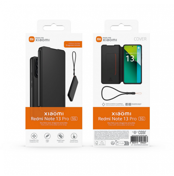 Gjord för Xiaomi bokfodral med halsband för Xiaomi Redmi Note 13 Pro 5G Black