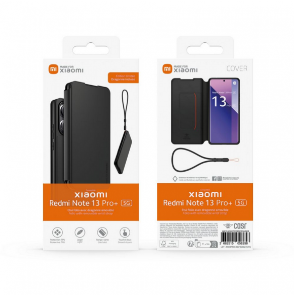 Gjord för Xiaomi Bokfodral med halsband för Xiaomi Redmi Note 13 Pro+ Svart