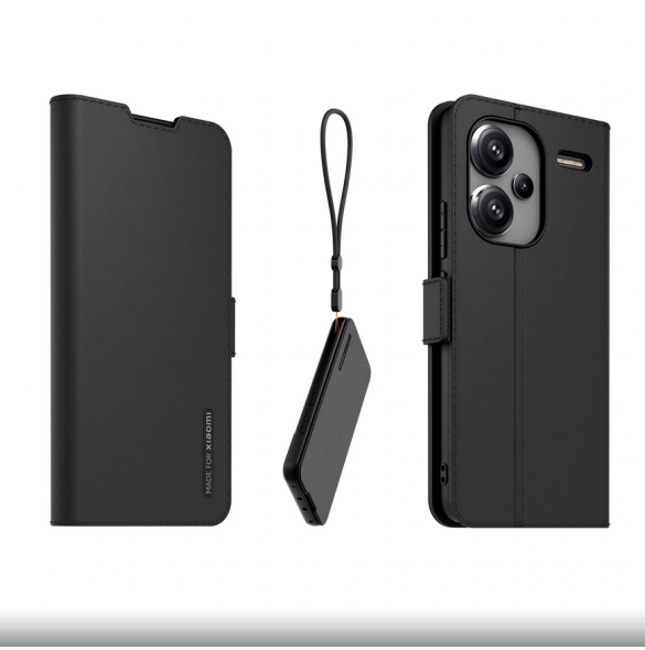 Gjord för Xiaomi bokställsfodral med halsband för Xiaomi Redmi Note 13 Pro+ 5G Svart