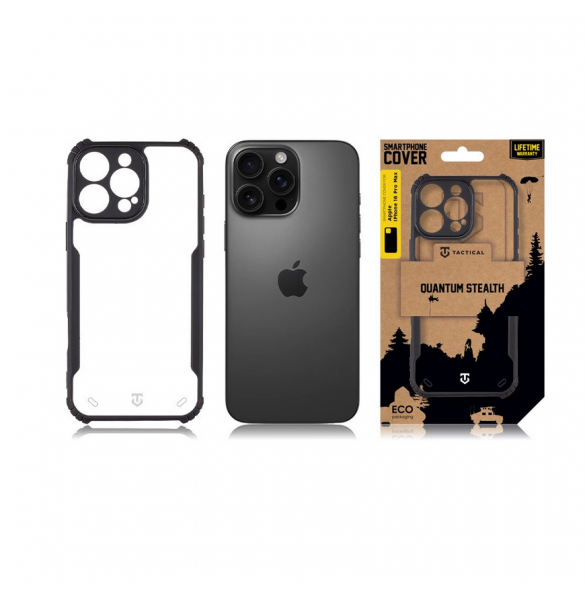 Tactical Quantum Stealth-skal till Apple iPhone 16 Pro Max Klar/svart