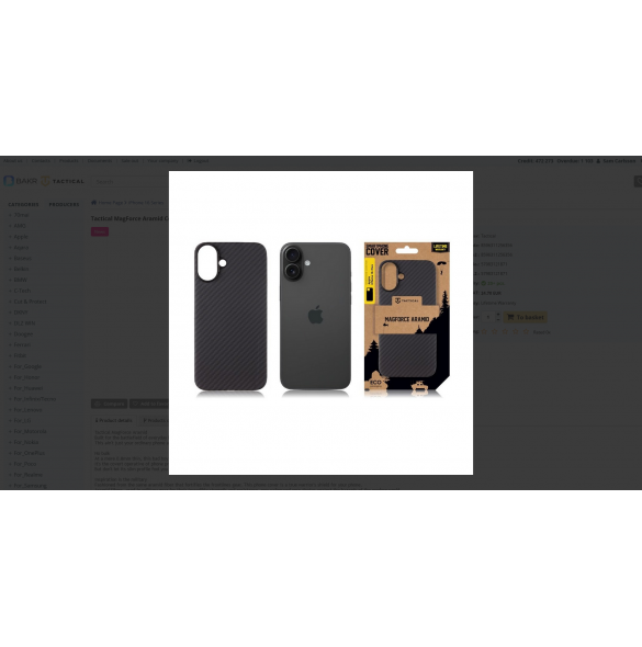 Tactical MagForce Aramid Skal till Apple iPhone 16 Plus Svart