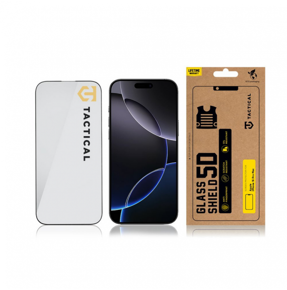 Tactical Glass Shield 5D för Apple iPhone 16 Pro Max Svart