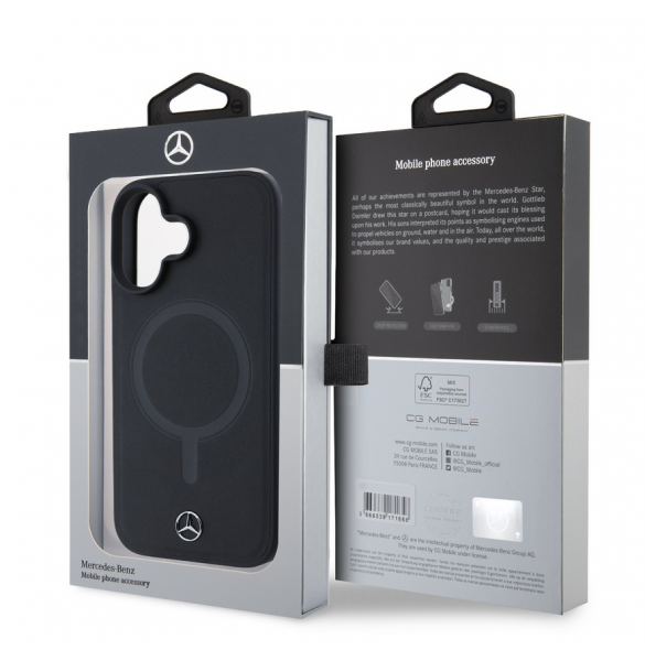 Mercedes Smooth Leather MagSafe Fodral till iPhone 16 Svart