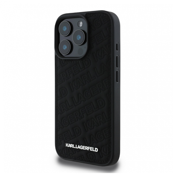 Karl Lagerfeld PU Quilted Pattern Case för iPhone 16 Pro Svart