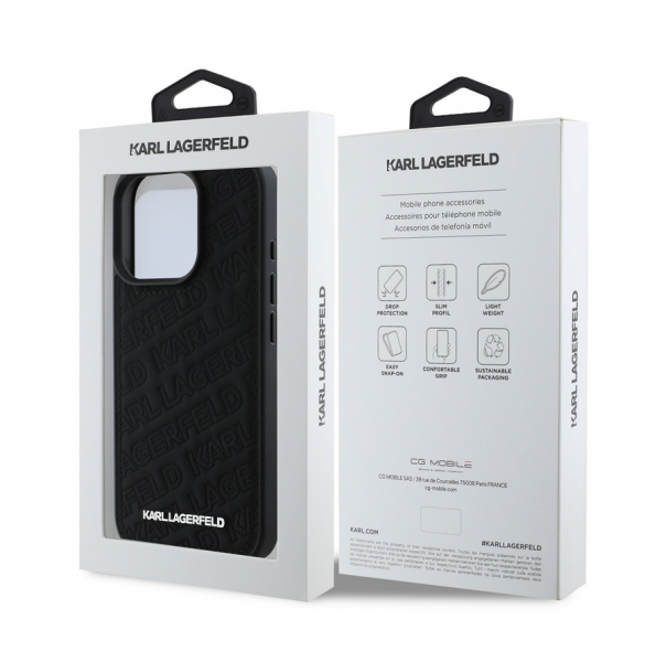 Karl Lagerfeld PU Quilted Pattern Case för iPhone 16 Pro Max Svart