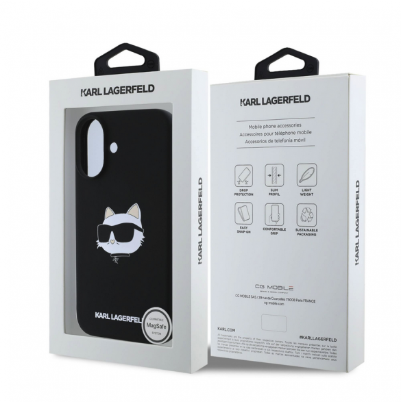 Karl Lagerfeld Liquid Silicone Choupette Head MagSafe Fodral till iPhone 16 Svart
