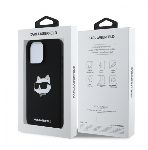 Karl Lagerfeld Liquid Silicone Choupette Head MagSafe Fodral för iPhone 16 Pro Svart