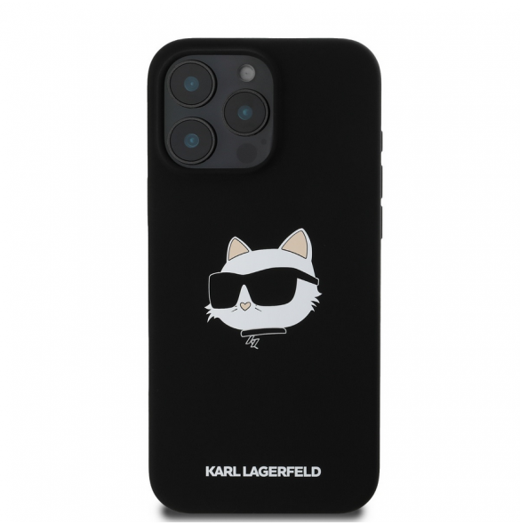 Karl Lagerfeld Liquid Silicone Choupette Head MagSafe Fodral för iPhone 16 Pro Max Svart