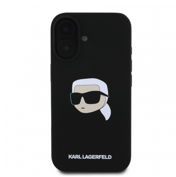 Karl Lagerfeld Flytande Silikon Karl Head MagSafe Fodral till iPhone 16 Svart