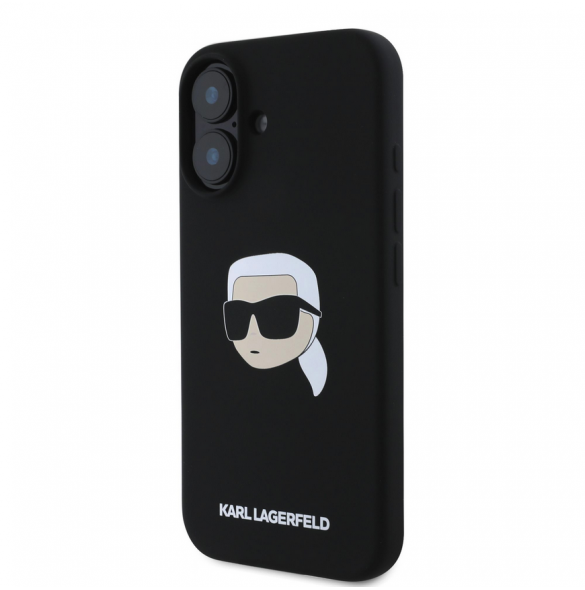Karl Lagerfeld Flytande Silikon Karl Head MagSafe Fodral till iPhone 16 Svart