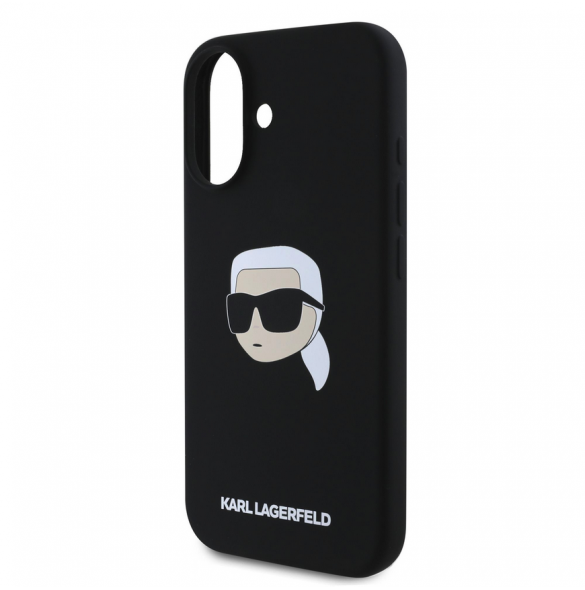 Karl Lagerfeld Flytande Silikon Karl Head MagSafe Fodral till iPhone 16 Svart