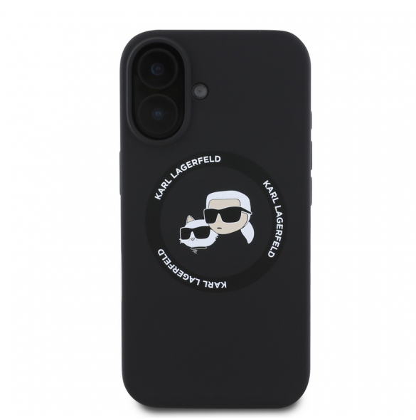 Karl Lagerfeld flytande silikon K&CH Heads MagSafe-fodral till iPhone 16 Svart