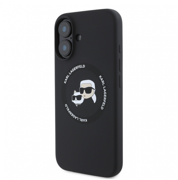 Karl Lagerfeld flytande silikon K&CH Heads MagSafe-fodral till iPhone 16 Svart