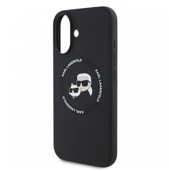 Karl Lagerfeld flytande silikon K&CH Heads MagSafe-fodral till iPhone 16 Svart